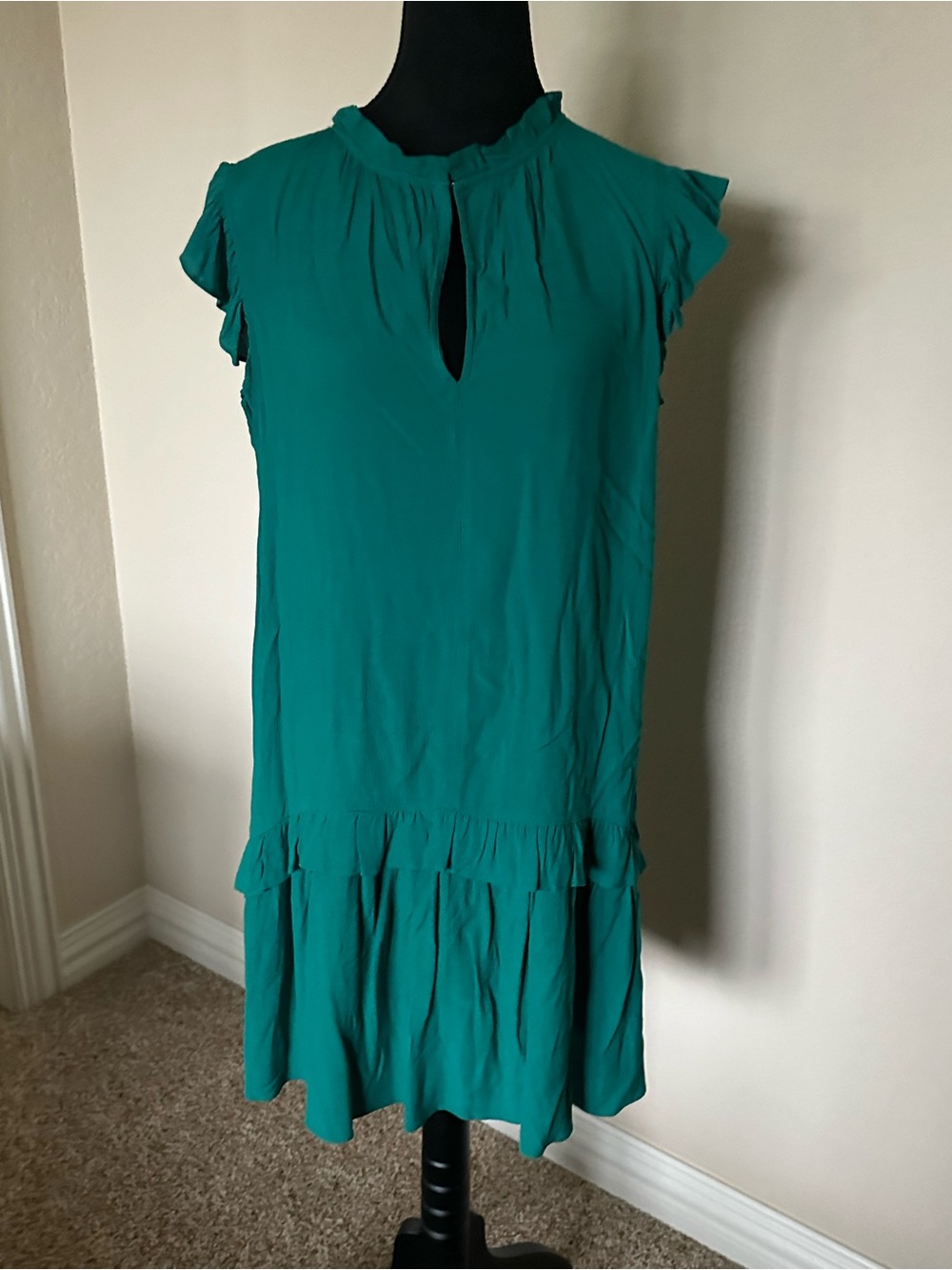 Pinch Green Ruffle-Trim Mini Dress